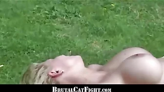 Cheated wife and slutty blonde hard catfigting outdoor
