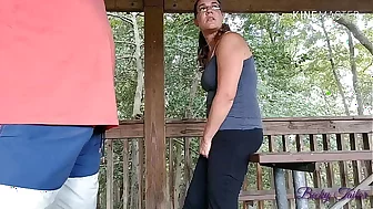 ALMOST CAUGHT fucking wife on public park bench - Becky Tailorxxx