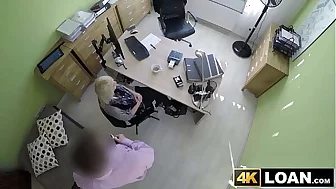 Beautiful blondie bent over and fucked hard in office