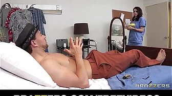 Incredibly HOT teen nurse deepthroats her patient's cock